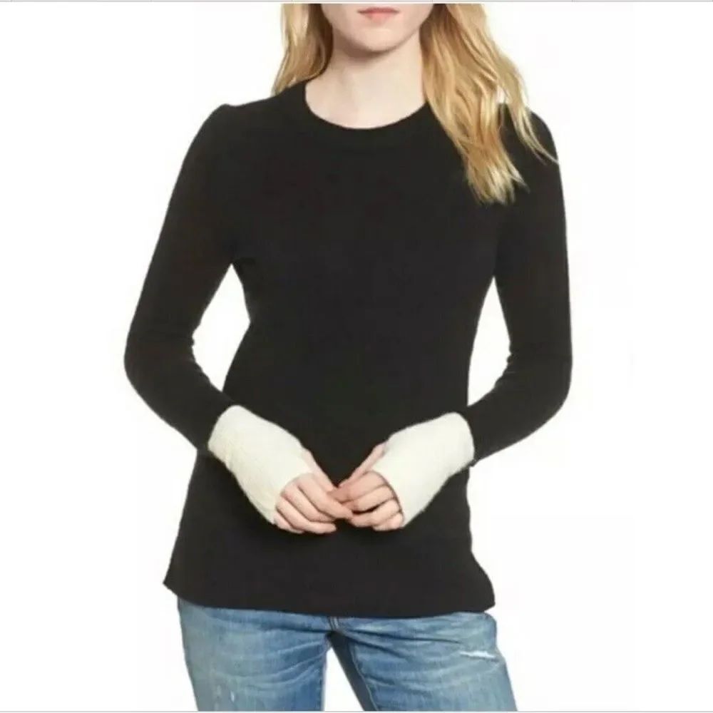 Madewell Black & White Fremont Colorblock Pullover Sweater w/ Thumbholes S